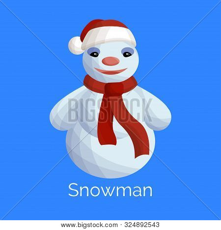 Snowman With Santas Cap. Polygonal Vector Drawing