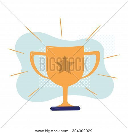 Golden Trophy Champions Cup. Symbol Of Victory, Success, Successful Completion Of The Project. Sign 