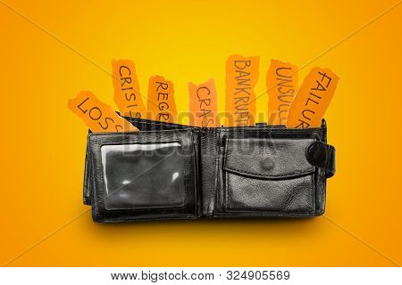 Full Of Financial Problems Wallet Instead Of Money. Economy, Crisis, Currency, Loss Of Savings Conce