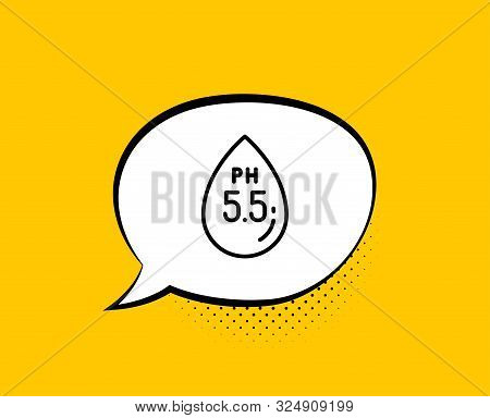Ph Neutral Line Icon. Comic Speech Bubble. Clinically Tested Sign. Water Drop Symbol. Yellow Backgro