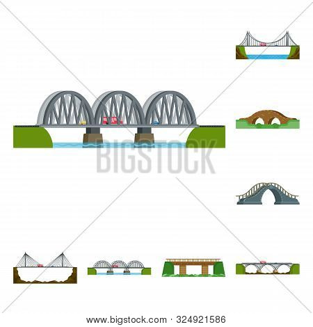 Vector Illustration Of Bridgework And Bridge Icon. Set Of Bridgework And Landmark Vector Icon For St