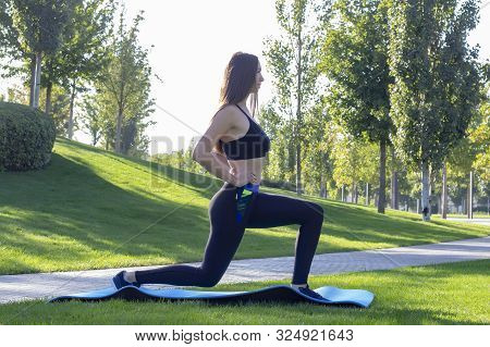 Fitness. Athlete Girl, Thlete Exercise At Outside, Woman Fitness. Young Beautiful Woman Stretching I
