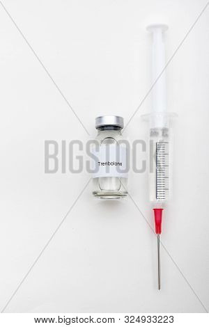 Medical Concept Showing Medical A Medical Vial Reading Trenbolone And A Syringe