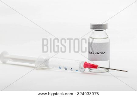 Medical Concept Showing Medical A Medical Vial Reading Menc Vaccine With A Syringe