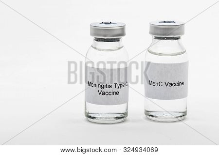 Medical Concept Showing Medical 2 Medical Vials Reading Menc Vaccine And Meningitis Type C Vaccine