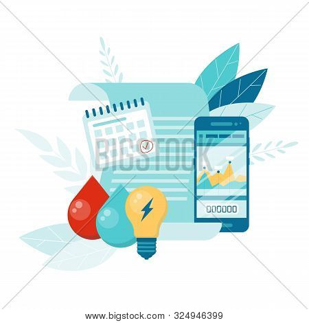 Smart Energy Consumption Concept. Flat Cartoon Vector Illustration