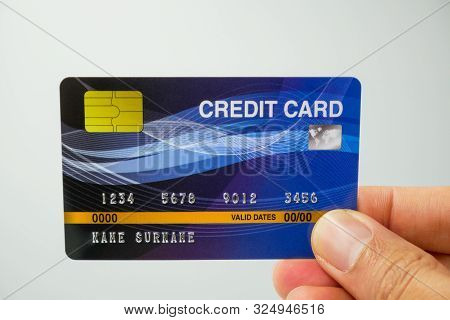 Mockup Credit Card, The Popular Payment Method With Plastic And Chipcard Card Close Up Shot And Isol