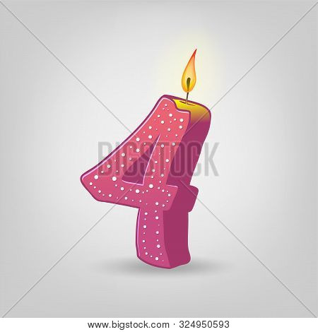 Colored Candles For The Holiday. Hand-drawn Vector Illustration. Number Four