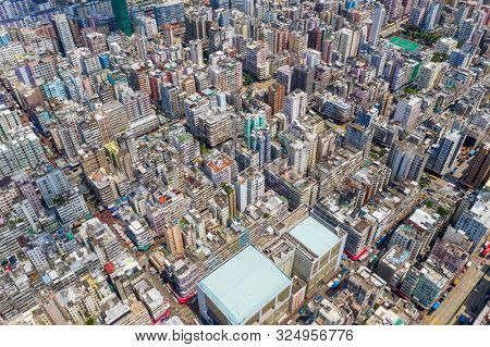 Sham Shui Po, Hong Kong 14 September 2019: Hong Kong city from top