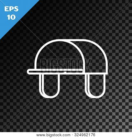 White Line Hunter Hat Icon Isolated On Transparent Dark Background. Plaid Winter Hat. Vector Illustr