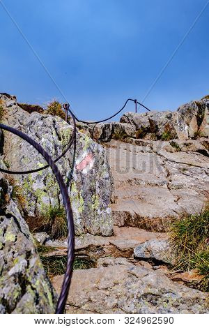 Mountain Passes With Chains And Cables, Close View