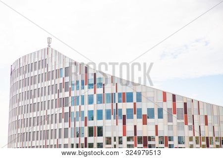 Lulea, Sweden - July 05, 2019: Panorama City, Cathedral Sunny Day, Blue Sky