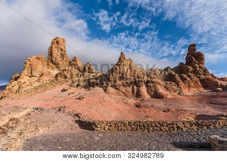 Landscape With Unique Rock Formation Roque Cinchado, Teide National Park, Tenerife, Canary Islands, 