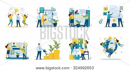 Set Of Mini Business Concepts Of Entrepreneurs. Concepts For Web Design.