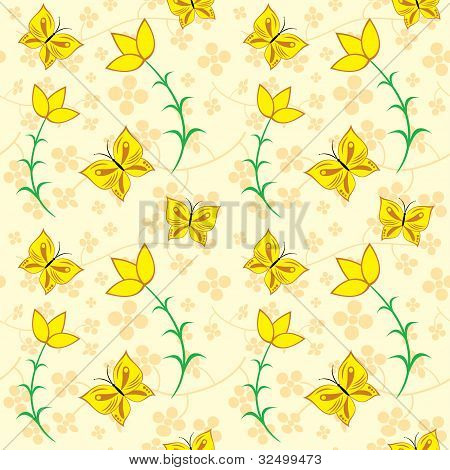 Floral seamless Texture mit Schmetterlingen