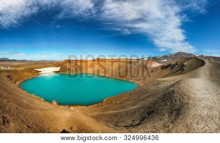 Splendid View Of Famous Crater Viti At Krafla Geothermal Area . Location: Krafla Caldera, Myvatn Reg