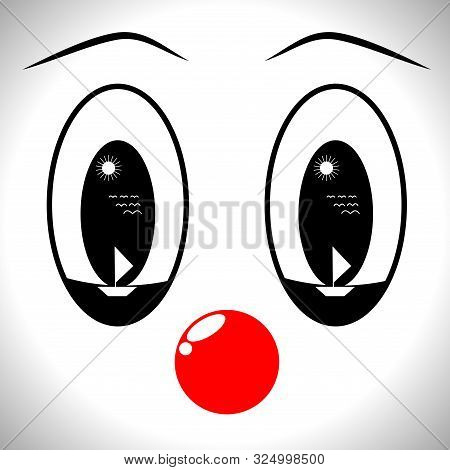 Face Of A Man In A Mask Of A Clown With Different Emotions, Dreams Of Summer, Sea And Relaxation, Th