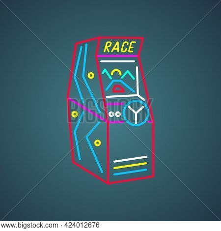 Retro Arcade Game Machine Icon. Bright Emblem. Stock Vector Illustration.