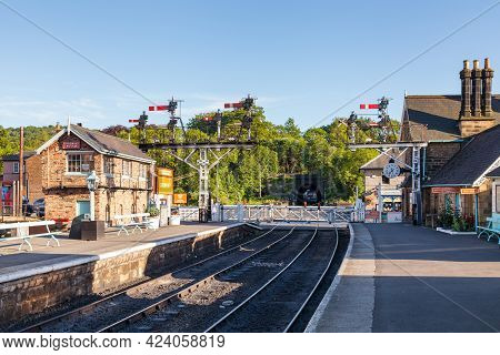 Grosmont, England - June 26:  The View Along The Platform Of Grosmont Station On June 26, 2018, On T