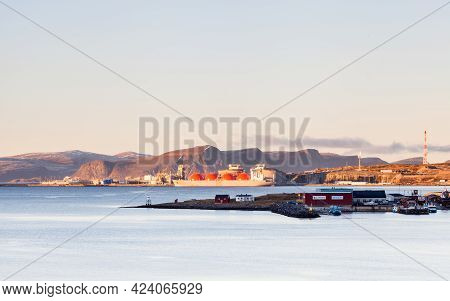 Hammerfest, Norway - November 8:  A Liquefied Natural Gas Plant On The Island Of Melkoya Viewed From