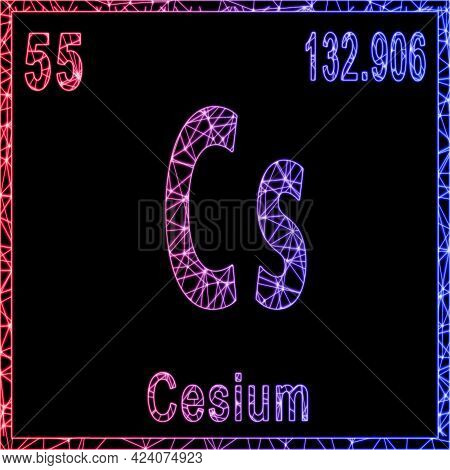 Cesium Chemical Element, Sign With Atomic Number And Atomic Weight,