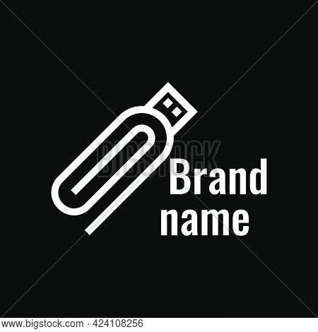 Flashdisk Paper Clip Logo Vector Template Eps