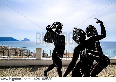 Altea, Alicante, Spain- June 12, 2021: Sculpture Called Suite Erotica Grecca By Antoni Miro, Exhibit