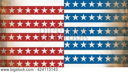 Composition of distressed american flag stars and stripes pattern. united states of america patriotism and independence concept digitally generated image.