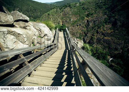 Start of the Paiva walkways along the River Paiva, Arouca, Aveiro, Portugal.