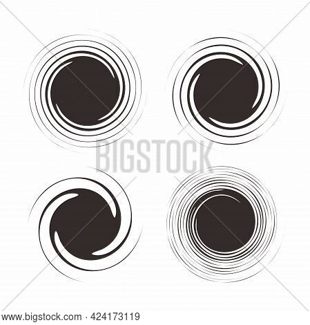 Set Of Abstract Grunge Blank Circle Shape Illustration Design, Black Circle Paint Brush Template Vec
