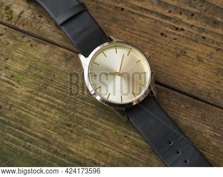 Wrist Watch With Black Strap. Fashion Accessories. Exact Time. Lack Of Time