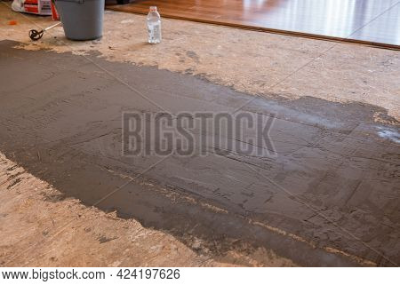 Flooring Cement To Level The Subfloor In Room Before Laying New Hardwood Flooring