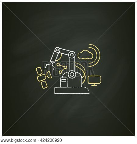 Industry 4.0 Chalk Icon. Mechanization.cyber Physical System. Connectivity.smart Technologies, Big D