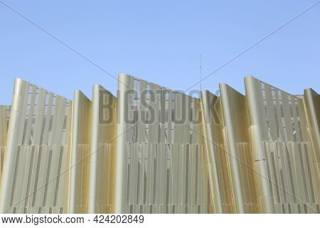Roanne, France - May 31, 2020: Details Of Le Scarabee Building In Roanne. Le Scarabee Is A Fully Mod