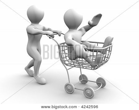 Zwei Männer mit Consumer Korb.