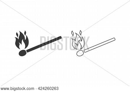 Match Sign. Fire Symbol Icon Set. Flame Concept. Stock Vector Illustration