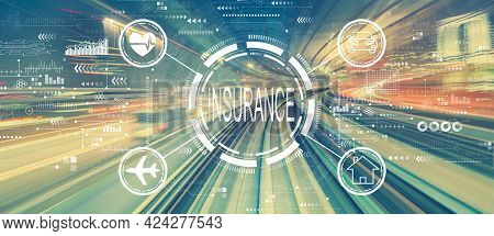 Insurance Concept With Abstract High Speed Technology Pov Motion Blur