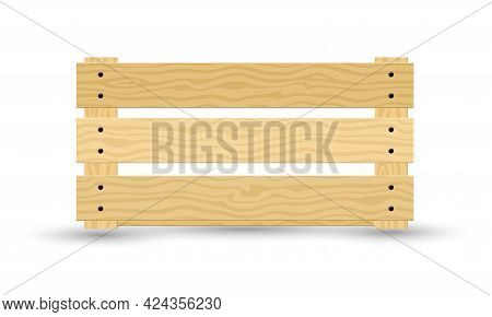 Cartoon Of Solid Natural Material Crate For Transportation Or Delivery Service. Vector Empty Box Mad