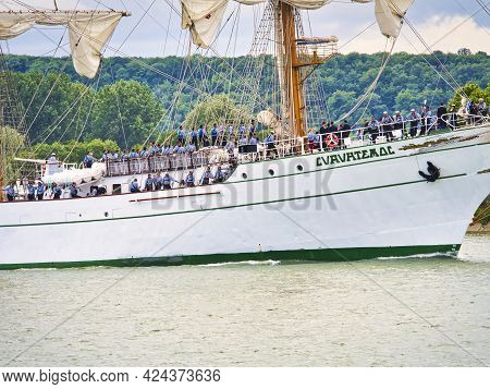 Rouen, France - June Circa, 2019. Part Of The Great Mexican Three-masted Schooner Cuauhtemoc On The 