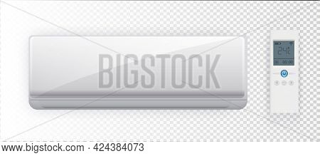 Climate System With Vector Illustration Of Air Conditioner. Vector Air Conditioner On Transparent Ba