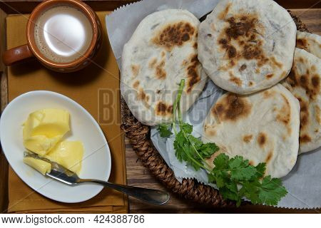 A Basket Of Baati Roti For Breakfast.