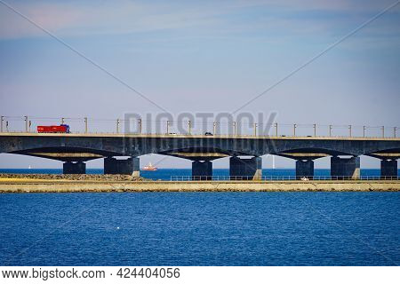 The Bridge Across The Great Belt - The Storebaelt Bridge In Denmark.
