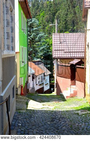 Old Medieval Qvartal Schei. Typical Urban Landscape Of The City Brasov, A Town Situated In Transylva