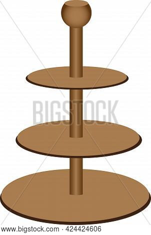 Wooden Stand For Fruits And Snacks. Vector Illustration.
