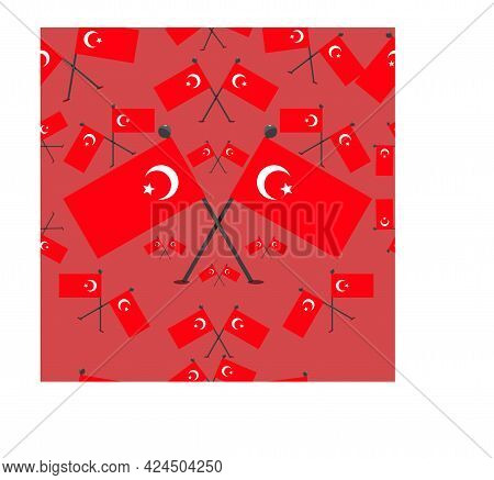 Vector Illustration Of Pattern 
Turkey Flags And Pink Colors Background.