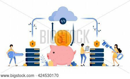 Vector Design Of Database And Cloud Banking Security System Technology To Protect Customer Personal 