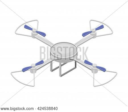 Pilotless Drone As Aerial Vehicle With Remote Control Isometric Vector Illustration