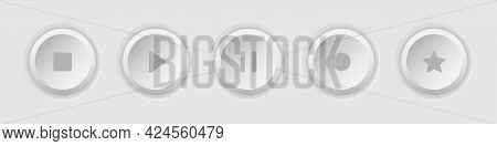 Control Panel Buttons Set In Realistic Style. Player Navigation Buttons Set. Media Player Control Ic