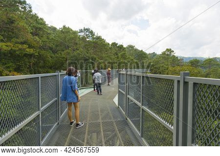 Chiang Mai, Thailand - Nov 30,2018 : Unidentified People Walking On The Canopy Walkway At Queen Siri