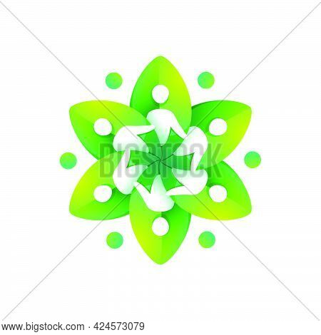 Logo Of Human & Green Leaves. Perfect For Your Organic Emblem, Go Green Identity, Creative T-shirts,